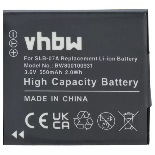VHBW Battery Samsung SLB-07A, SLB-07B - 550 mAh 3.6 V Li-Ion