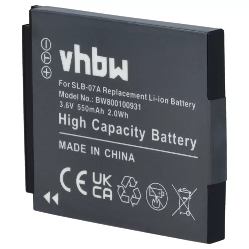 VHBW Battery Samsung SLB-07A, SLB-07B - 550 mAh 3.6 V Li-Ion