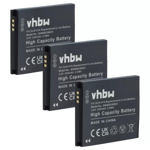 VHBW Battery SLB-07A, SLB-07B - 550 mAh 3.6 V Li-Ion