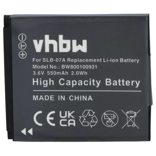 VHBW Battery SLB-07A, SLB-07B - 550 mAh 3.6 V Li-Ion
