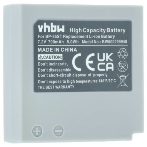 VHBW Video Camera Battery BP-85ST - 700 mAh 7.2 V Li-Ion