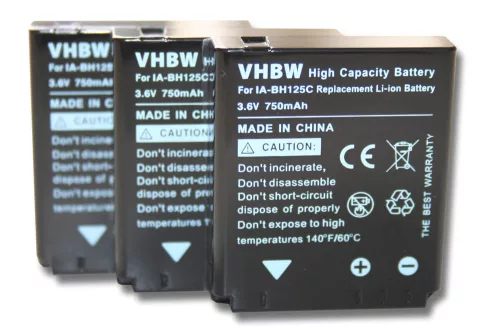 VHBW Battery instead of Pentax D-Li106 - 750 mAh 3.6 V Li-Ion