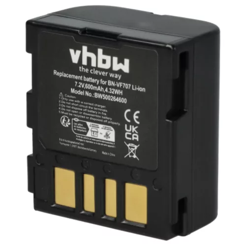 VHBW Videokamera Akku BN-VF714, BN-VF707, BN-VF707U, BN-VF733, BN-VF714U - 600 mAh 7,2 V Li-Ion