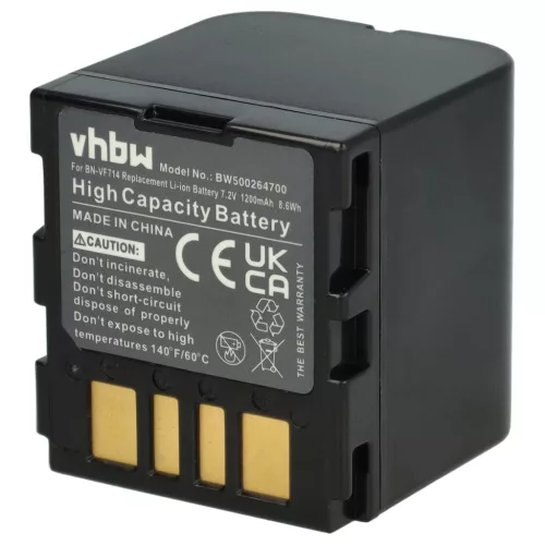 VHBW Video Camera Battery BN-VF714, BN-VF707, BN-VF707U, BN-VF733, BN-VF714U - 1200 mAh 7.2 V Li-Ion