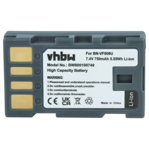 VHBW Video Camera Battery BN-VF823, BN-VF808, BN-VF815, BN-VF808U, BN-VF815U - 750 mAh 7.4 V Li-Ion