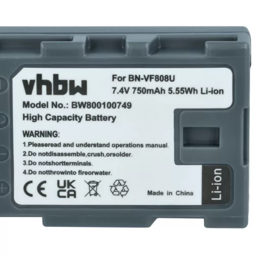 VHBW Video Camera Battery BN-VF823, BN-VF808, BN-VF815, BN-VF808U, BN-VF815U - 750 mAh 7.4 V Li-Ion