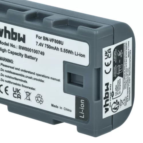 VHBW Video Camera Battery BN-VF823, BN-VF808, BN-VF815, BN-VF808U, BN-VF815U - 750 mAh 7.4 V Li-Ion