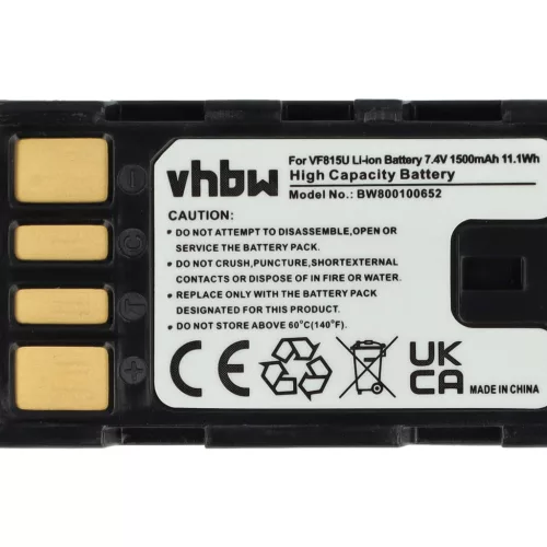 VHBW Video Camera Battery BN-VF823, BN-VF815, BN-VF815U, BN-VF808, BN-VF808U - 1400 mAh 7.2 V Li-Ion