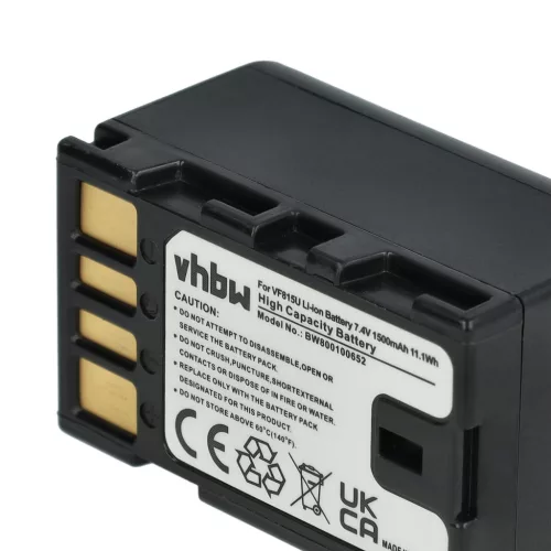 VHBW Video Camera Battery BN-VF823, BN-VF815, BN-VF815U, BN-VF808, BN-VF808U - 1400 mAh 7.2 V Li-Ion
