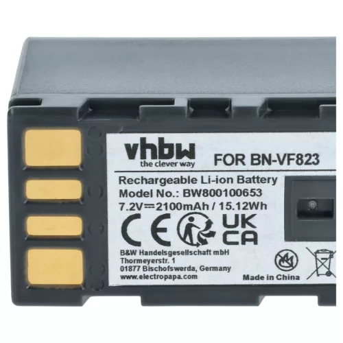 VHBW Videokamera Akku BN-VF823, BN-VF808, BN-VF815, BN-VF808U, BN-VF815U - 2100 mAh 7,2 V Li-Ion