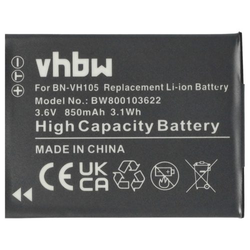 VHBW Videokamera Akku JVC BN-VH105 - 850 mAh 3,6 V Li-Ion