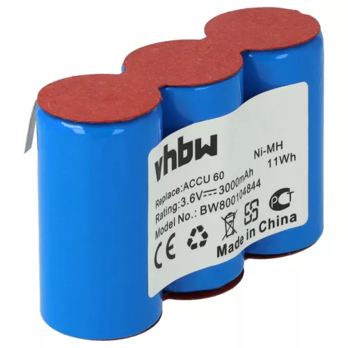 VHBW Gardena Accu45, Accu60, Accu 60 (08800-00.630.00) Lawn Mower Battery - 3000 mAh 3.6 V NiMH