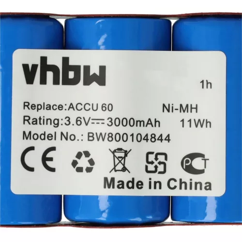 VHBW Gardena Accu45, Accu60, Accu 60 (08800-00.630.00) Lawn Mower Battery - 3000 mAh 3.6 V NiMH