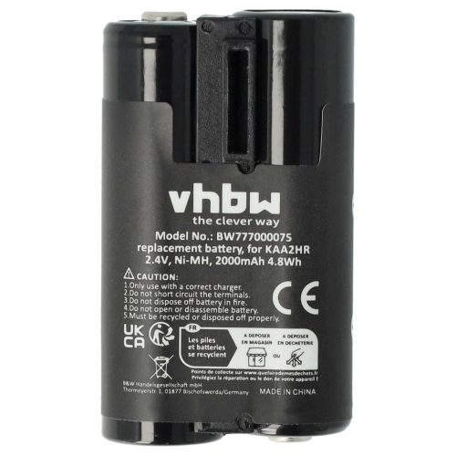 VHBW Akkumulátor Kodak KAA2HR helyett - 2000 mAh 2,4 V NiMH