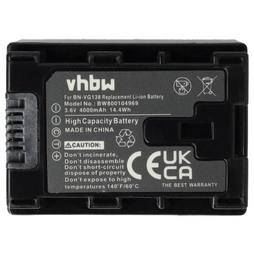 Videokamera akkumulátor JVC BN-VG138SU, BN-VG138, BN-VG138E, BN-VG138AC - 4000 mAh 3,6 V Li-Ion