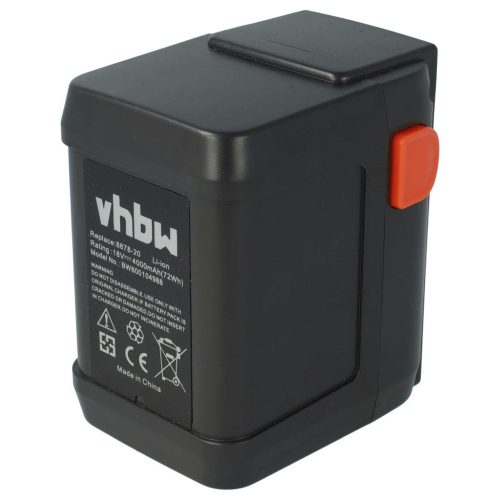 Gardena 8835, 8835-20, 8835-U, 8835-00.701.00 Fűnyíró Akkumulátor - 4000 mAh 18 V Li-Ion, Fekete