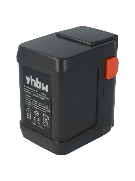 Gardena 8835, 8835-20, 8835-U, 8835-00.701.00 Fűnyíró Akkumulátor - 4000 mAh 18 V Li-Ion, Fekete