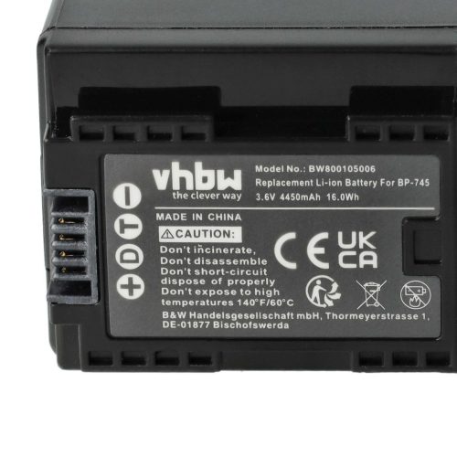 Videokamera akkumulátor Canon BP-727, BP-745 - 4450 mAh 3,6 V Li-Ion