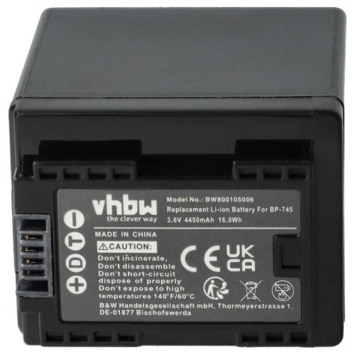 Videokamera akkumulátor Canon BP-727, BP-745 - 4450 mAh 3,6 V Li-Ion