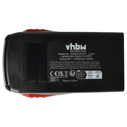 VHBW Electric Power Tool Battery Hilti B36, B36V, 2203932, 418009 - 3000 mAh, 36 V, Li-Ion