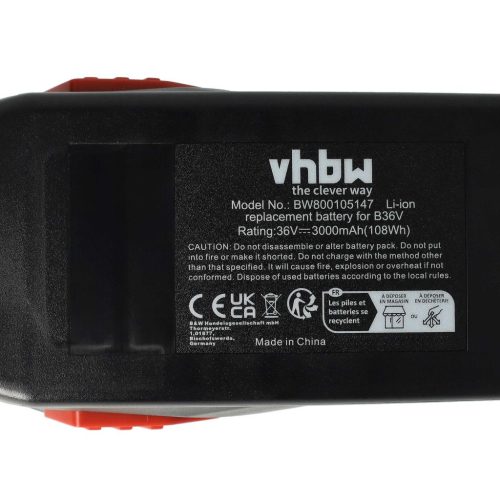 VHBW Electric Power Tool Battery Hilti B36, B36V, 2203932, 418009 - 3000 mAh, 36 V, Li-Ion