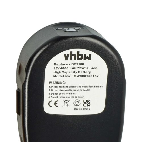 VHBW Elektrowerkzeug Akku für DeWalt DC9180 - 4000 mAh, 18 V, Li-Ion, mit Ladegerät