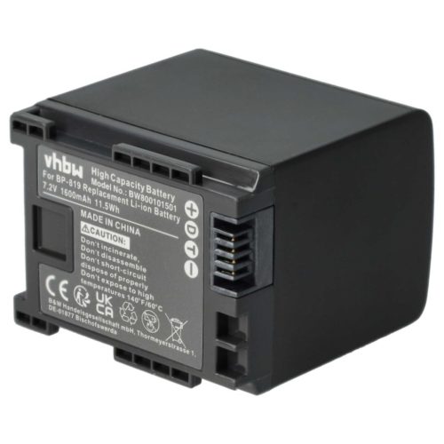 Videokamera Akku für Canon BP-827, BP-820, BP-828, BP-819 - 1600 mAh 7,2 V Li-Ion