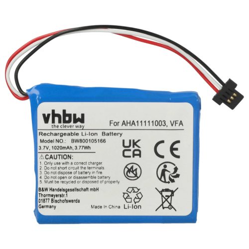 VHBW GPS Akku VFA, AHA11111003 - 1020 mAh 3,7 V Li-Ion