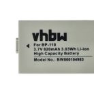 VHBW Videokamera Akku Canon BP-110 Ersatz - 800 mAh 3,7 V Li-Ion