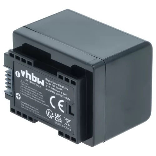 VHBW Videokamera Akku Canon BP-727 - 2400 mAh 3,6 V Li-Ion