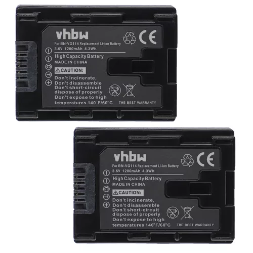 VHBW Videokamera Akku BN-VG114SU, BN-VG114, BN-VG114E, BN-VG114AC - 1200 mAh 3,6 V Li-Ion