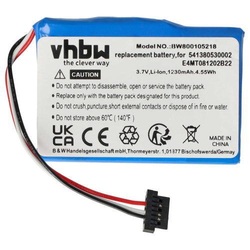 VHBW GPS Akku 541380530002, BP/LP1200/11/B0001 MX, BP/LP1230/11/A0001U - 1200 mAh 3,7 V Li-Ion