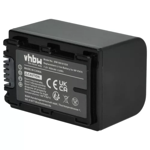 VHBW Video Camera Battery NP-FH50, NP-FH100, NP-FH70, NP-FH40 - 950 mAh 7.2 V Li-Ion