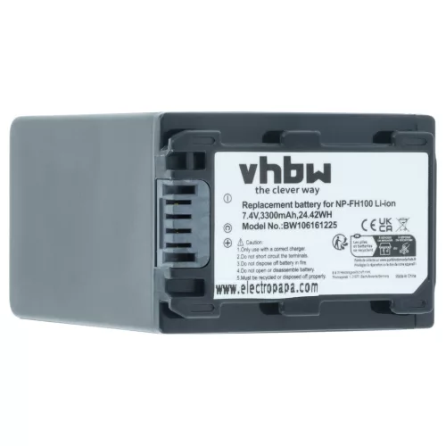 VHBW Videokamera Akku NP-FH50, NP-FH100, NP-FH70, NP-FH40 - 3300 mAh 7,4 V Li-Ion