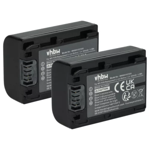 VHBW Video Camera Battery NP-FV40, NP-FV50, NP-FV30 - 600 mAh 7.2 V Li-Ion