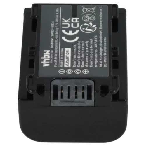 VHBW Video Camera Battery NP-FV40, NP-FV50, NP-FV30 - 600 mAh 7.2 V Li-Ion