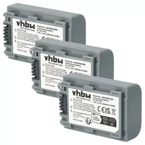 VHBW Video Camera Battery NP-FP70, NP-FP60, NP-FP51, NP-FP50, NP-FP30 - 500 mAh 7.2 V Li-Ion