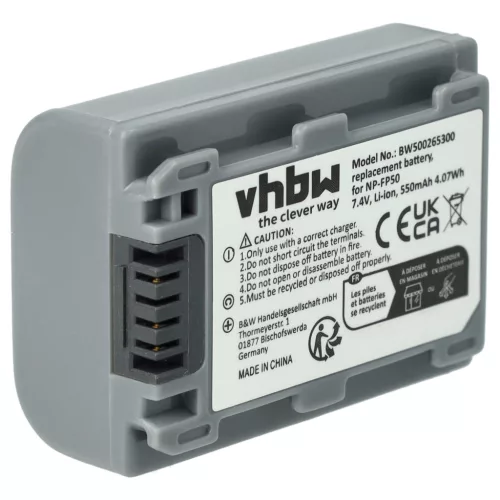 VHBW Video Camera Battery NP-FP70, NP-FP60, NP-FP51, NP-FP50, NP-FP30 - 500 mAh 7.2 V Li-Ion