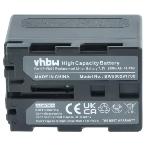 VHBW Videokamera Akku NP-FM30, NP-FM50, NP-FM70, NP-FM90, NP-FM91 - 2000 mAh 7,2 V Li-Ion