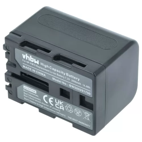 VHBW Videokamera Akku NP-FM30, NP-FM50, NP-FM70, NP-FM90, NP-FM91 - 2000 mAh 7,2 V Li-Ion