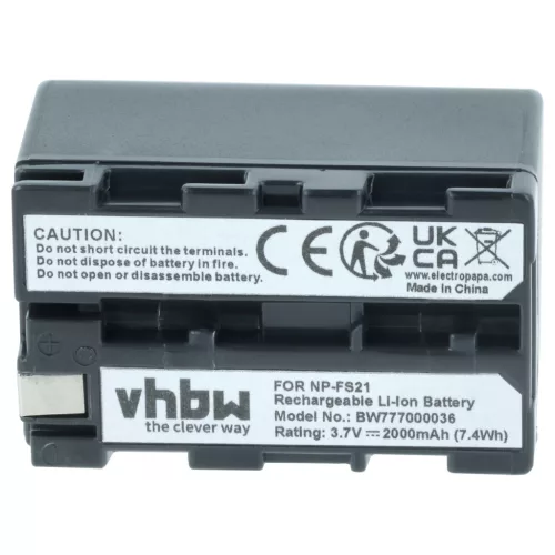 VHBW Video Camera Battery NP-FM11, NP-FS10, NP-F11, NP-FM10, NP-F10 - 2000 mAh 3.6 V Li-Ion