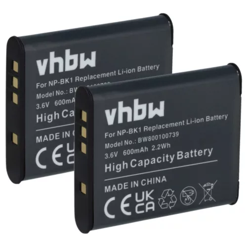 VHBW Battery Sony NP-FK1, NP-BK1 - 600 mAh 3.6 V Li-Ion