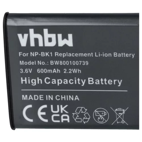VHBW Battery Sony NP-FK1, NP-BK1 - 600 mAh 3.6 V Li-Ion