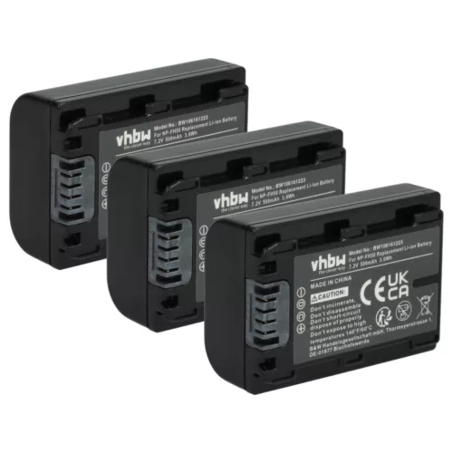 VHBW Videokamera Akku NP-FH50, NP-FH100, NP-FH70, NP-FH40 - 500 mAh 7,2 V Li-Ion