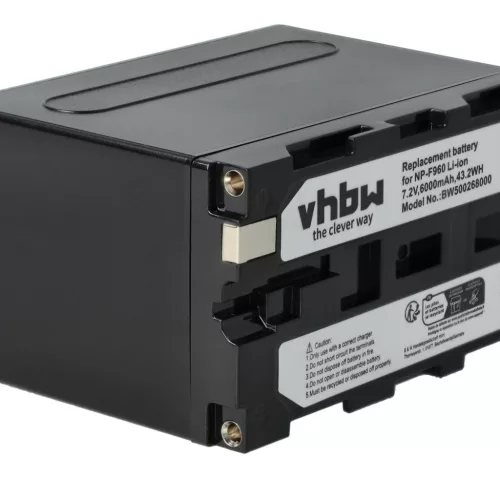 Camera 2x Battery replaces Sony NP-F930, NP-F960, NP-F950, NP-F950/B, NP-F930/B - 6000 mAh 7.2 V Li-Ion