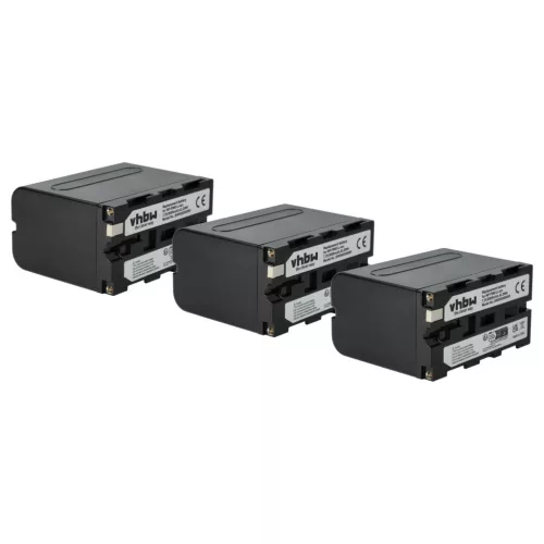 Camera 3x Battery replaces Sony NP-F930, NP-F960, NP-F950, NP-F950/B, NP-F930/B - 6000 mAh 7.2 V Li-Ion
