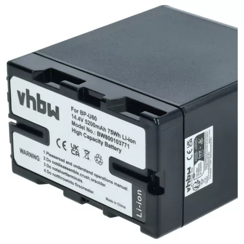 VHBW Video Camera Battery BP-U60, BP-U95, BP-U30, BP-U90 - 5200 mAh 14.8 V Li-Ion