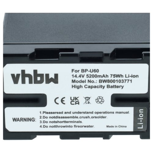 VHBW Videókamera Akkumulátor Sony BP-U60, BP-U95, BP-U30, BP-U90 - 5200 mAh 14,8 V Li-Ion