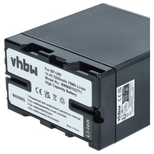 VHBW Videókamera Akkumulátor Sony BP-U60, BP-U95, BP-U30, BP-U90 - 5200 mAh 14,8 V Li-Ion