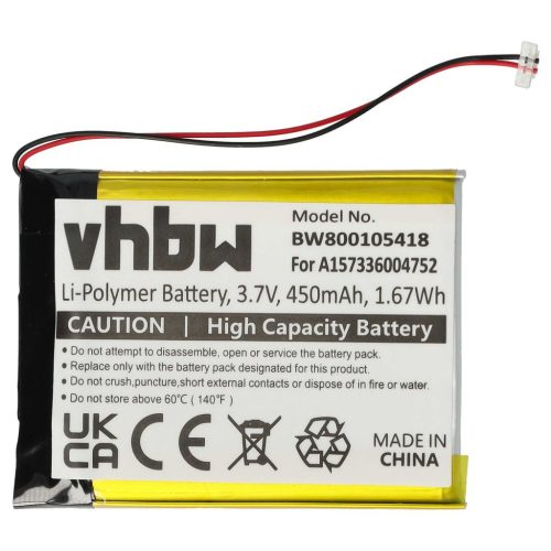 VHBW MP3 Player Battery for Samsung A157336004752 - 450 mAh 3.7 V Li-Polymer